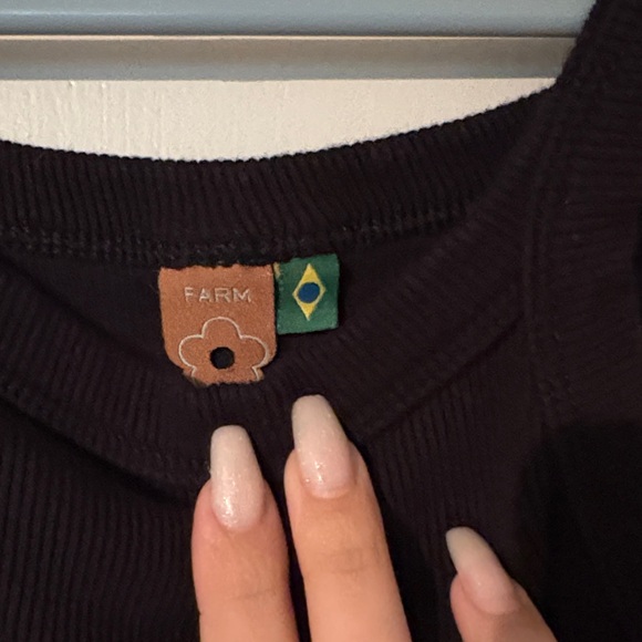 FARM Rio Black Tank Top with Green Apple Embroidery - Picture 3 of 3